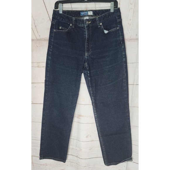 Liz Claiborne Petite 10 Blue Denim Straight-Leg Jeans, Cotton/Spandex SP - Picture 1 of 13